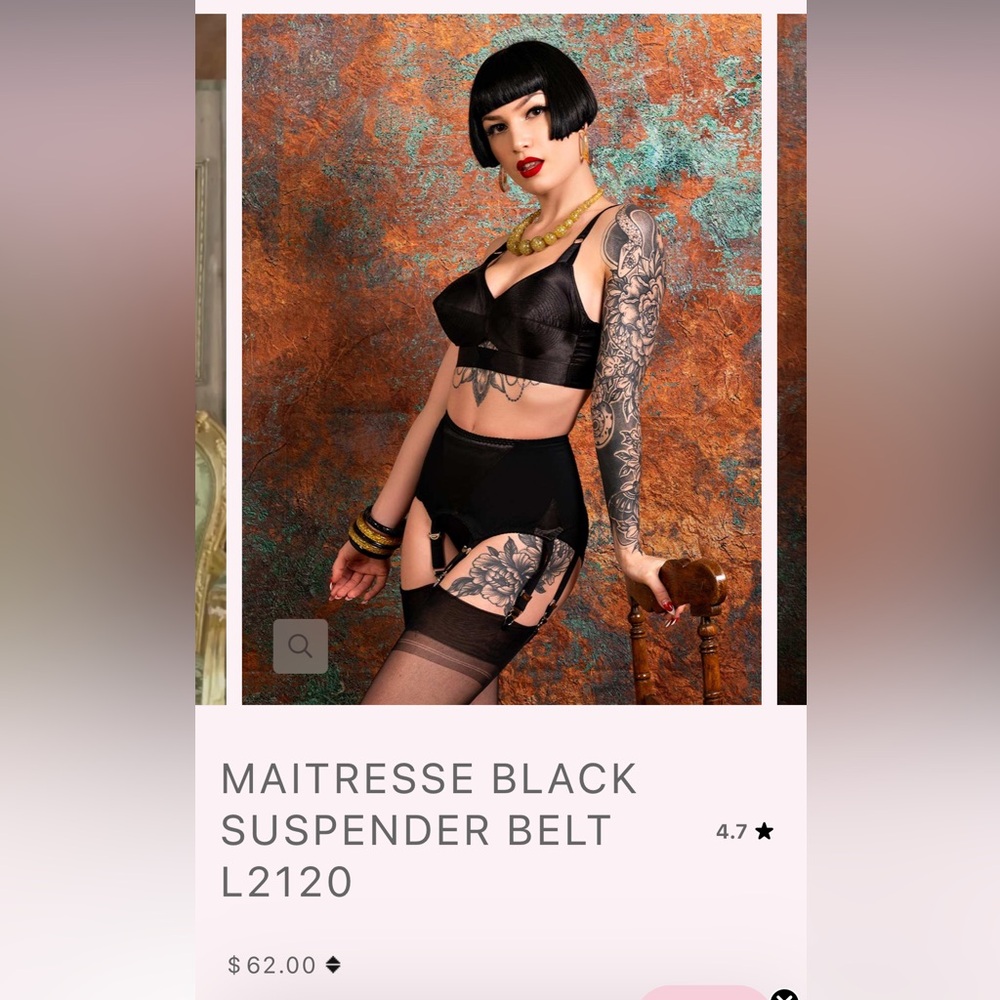 NWT What Katie Did Maitresse Garter Belt Black US 4
